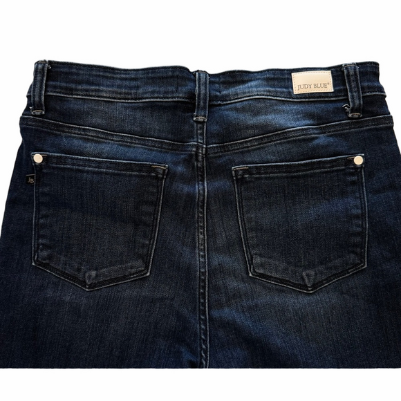 Judy Blue Dark Wash Cutoff Denim Shorts XL Stretch Jean Frayed Hem Women’s - Picture 4 of 11